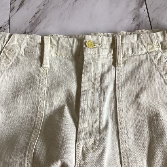 MOTHER Straight Patch Pocket Ankle Fray Jeans, Size 28, Butter Yellow Fall Denim - Picture 12 of 16